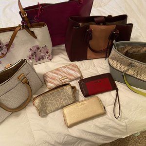 5 Calvin Klein purses, 3 Calvin Klein wallets, one CK makeup bag